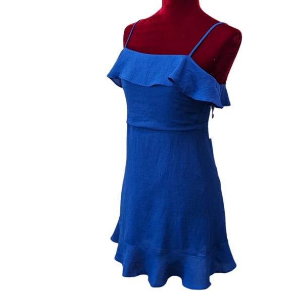 Altar'd State Women Monroe Sleeveless Ruffle Royal Blue Mini Dress SZ Medium NWT - Picture 4 of 14